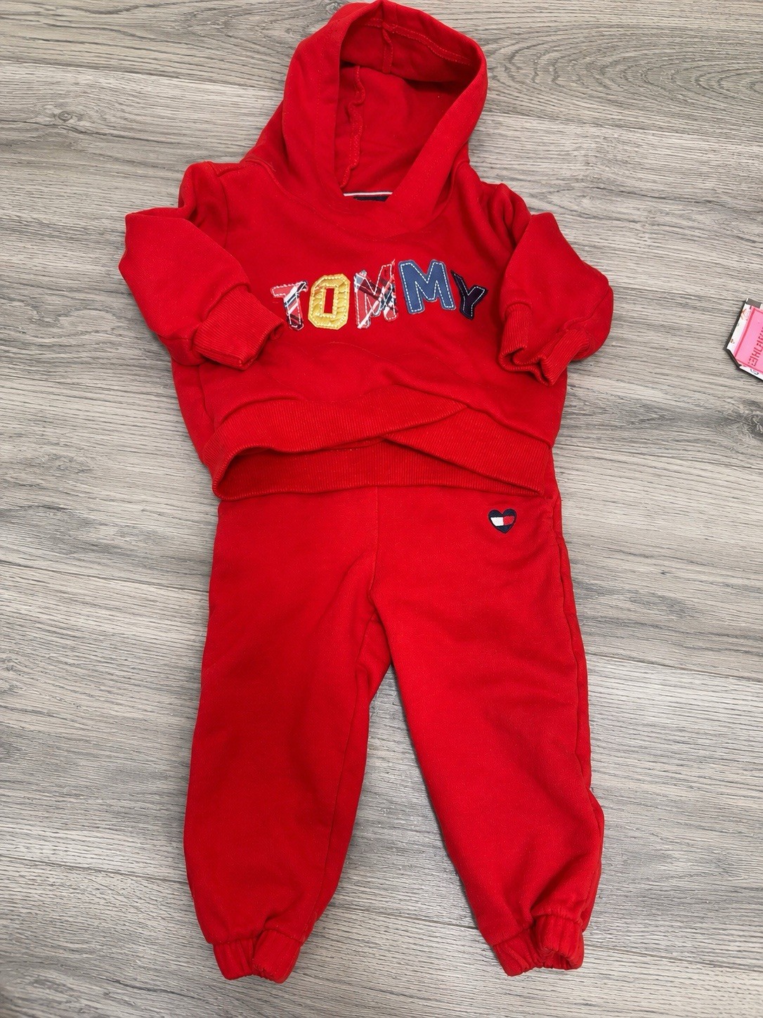 Tommy Hilfiger Baby Red 2-Pc Fleece Hoodie & Pants Set Logo 12M