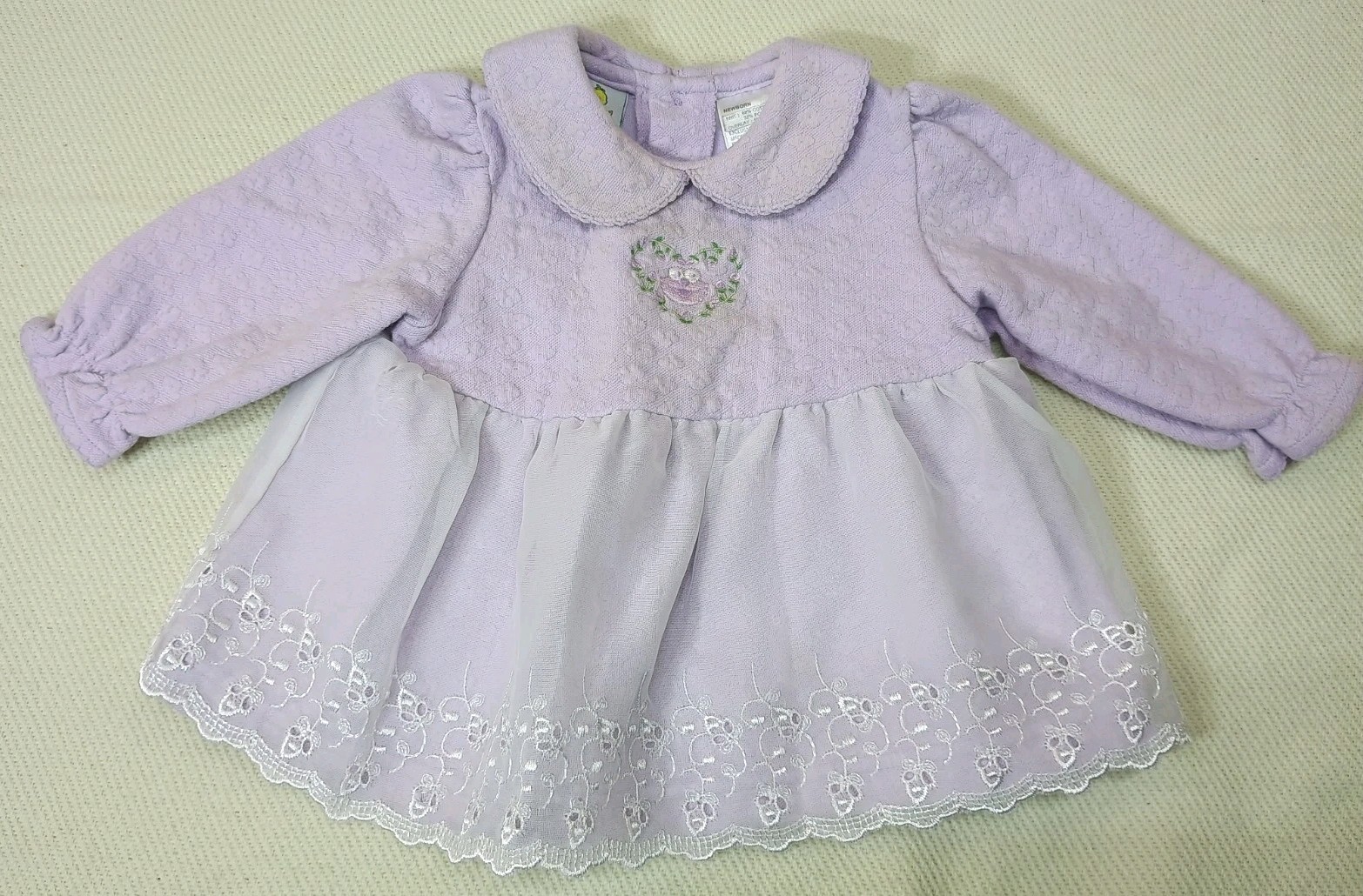 Vtg Sesame Street Embroidered Elmo Girls 2 Pc Outfit Sz 3-6 Mo Eyelet Peplum Y2K