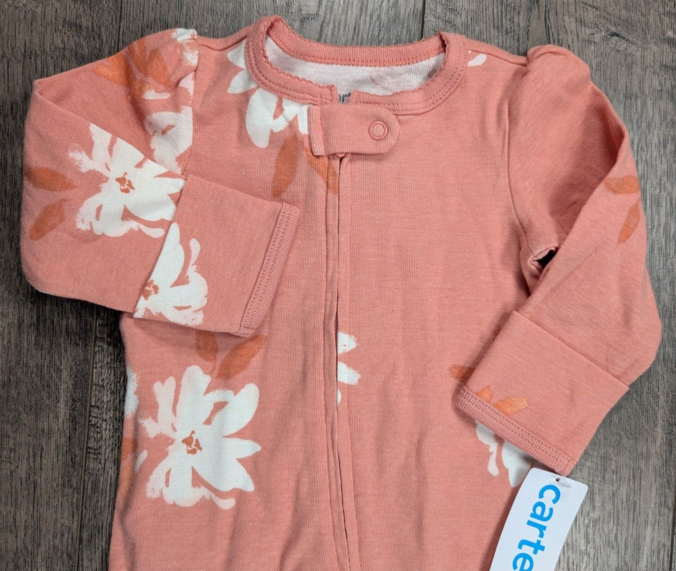 Baby Girl Clothes New Carter’s 3 Month Coral Pink 2pc Footed Outfit & Hat