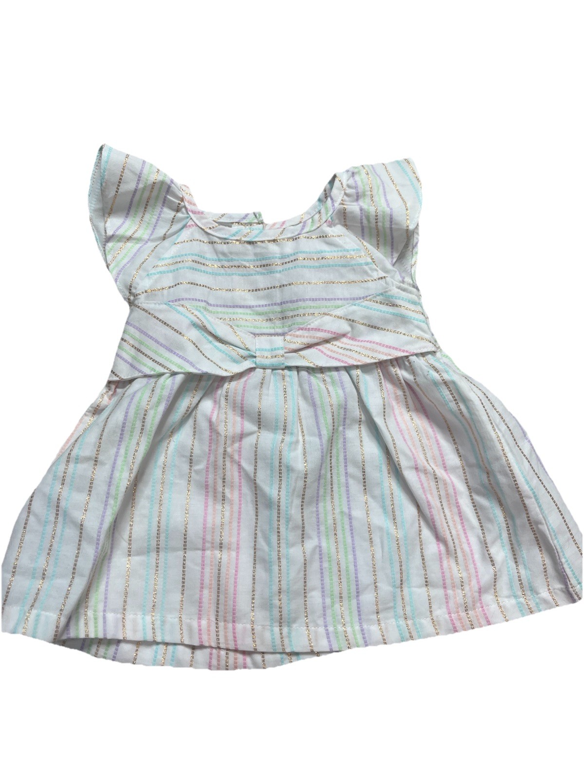 Penelope Mack Baby Girl Two Piece Outfit White Stripe Purple Gold Pink 6-9 Month