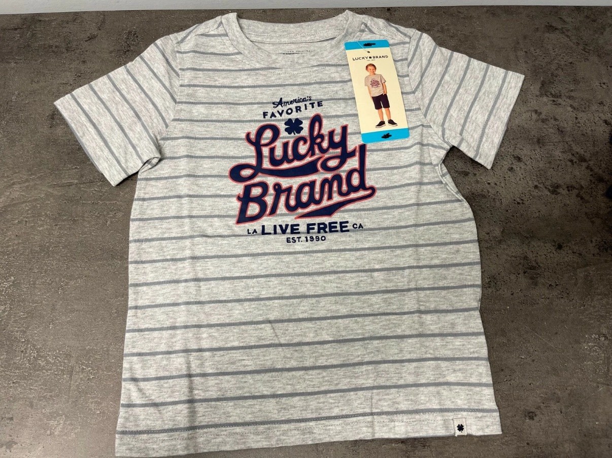 Boys Size 5 Adorable Lucky Brand 2-Piece Short Set Summer Outfit Gray & Blue