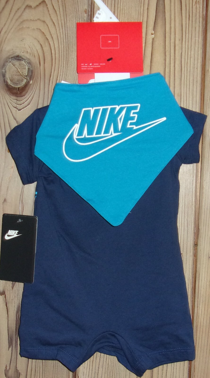 NIKE AIR Boy’s Bodysuit & Nike Bib= 2 Piece Set BLUE (0-3 Months) NWT $25