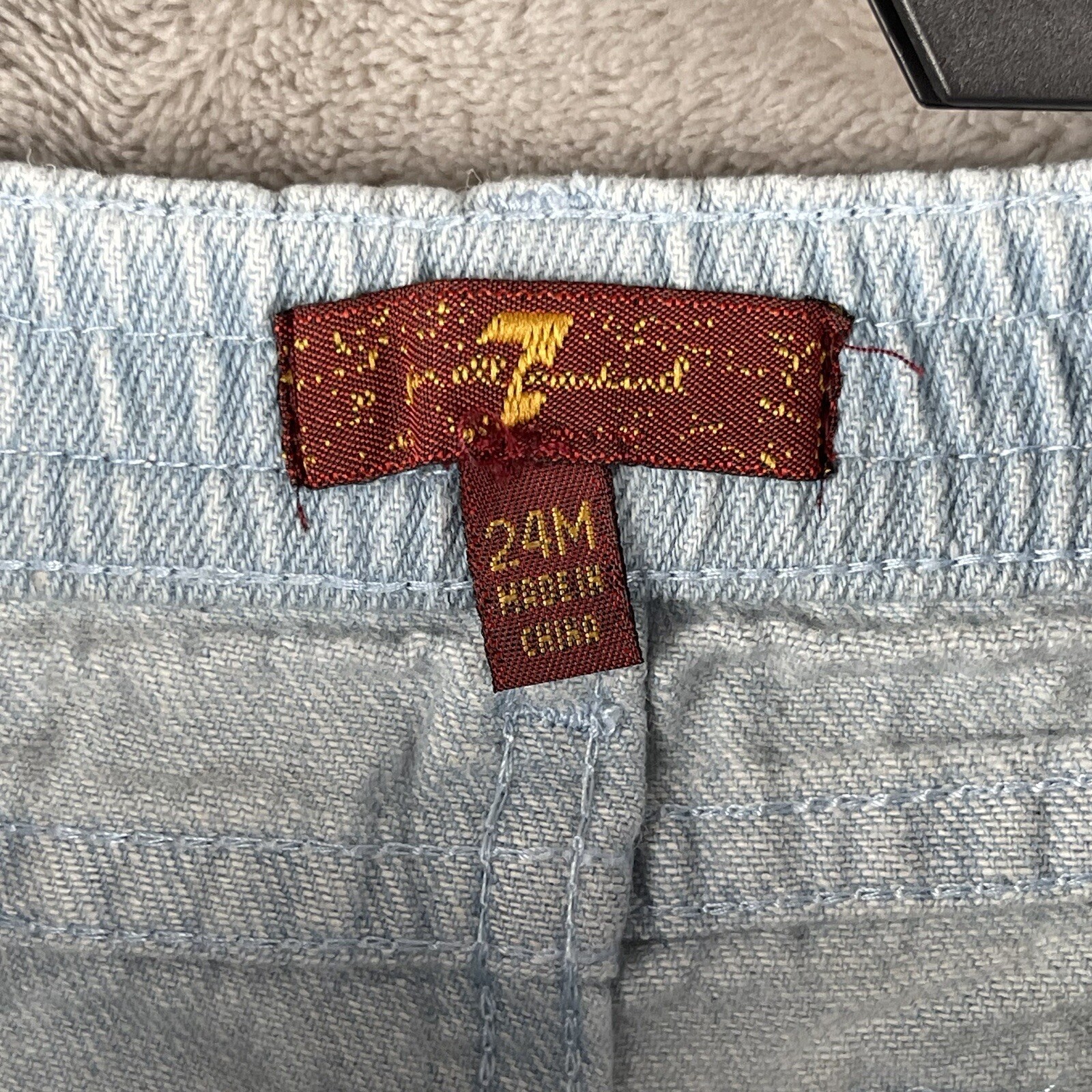 7 For All Mankind Girls Denim Shorts Light Wash Frayed Hem Size 24M Toddler