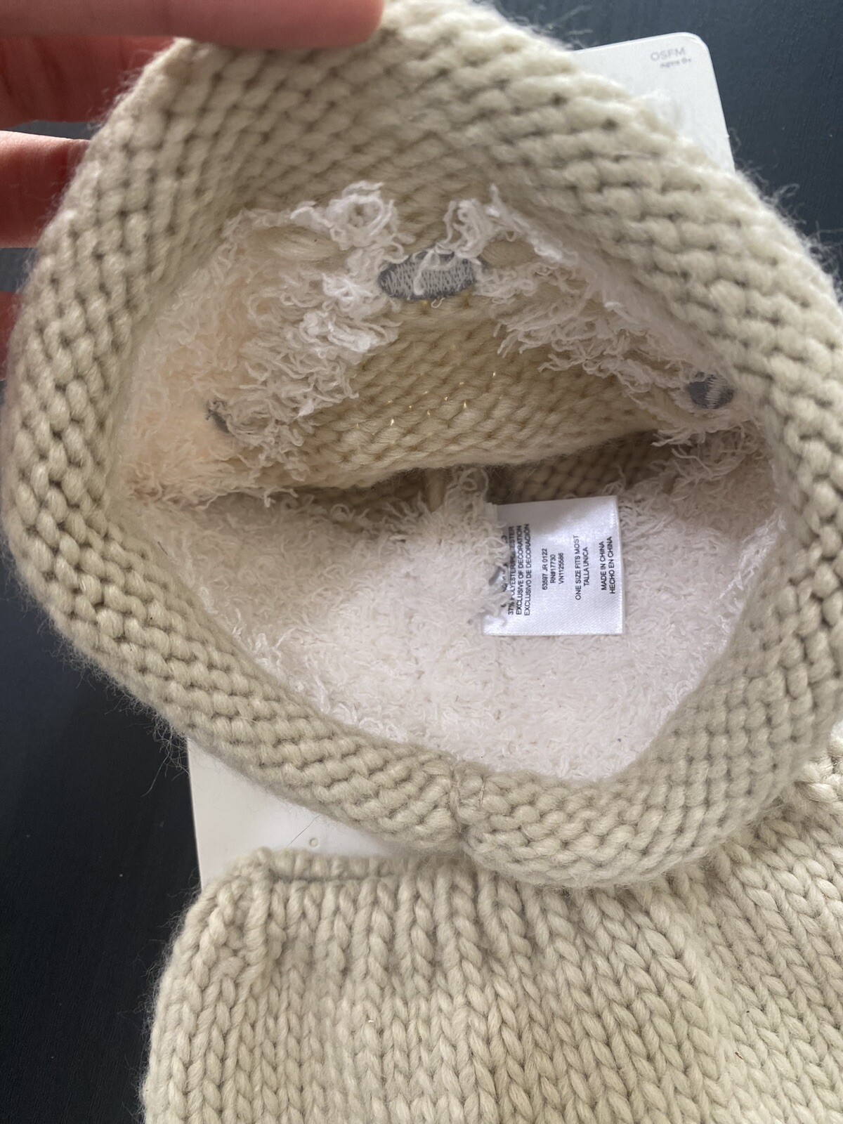 Cloud Island Baby Girl Fox Hat & Diaper Cover Knit Set in Beige White One Size