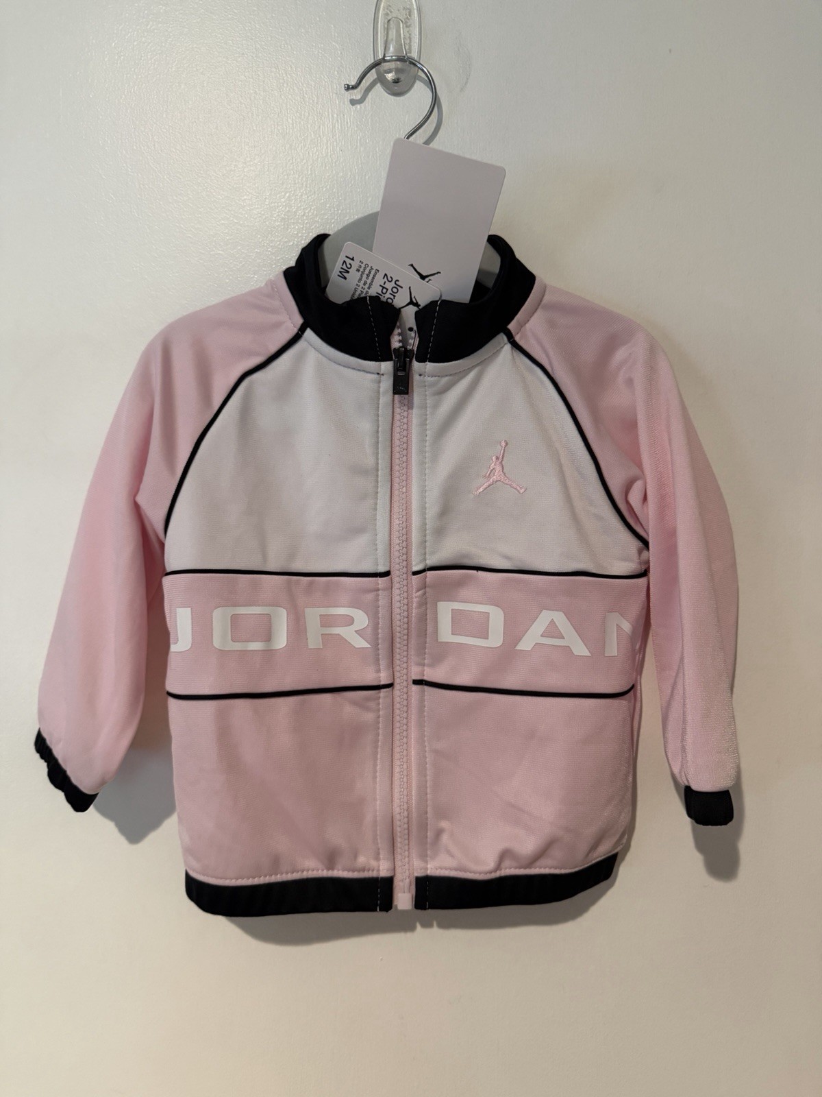 NWT Jordan 12 Month Girls Pink Track Full Zip Jacket New Sweatshirt Top Only