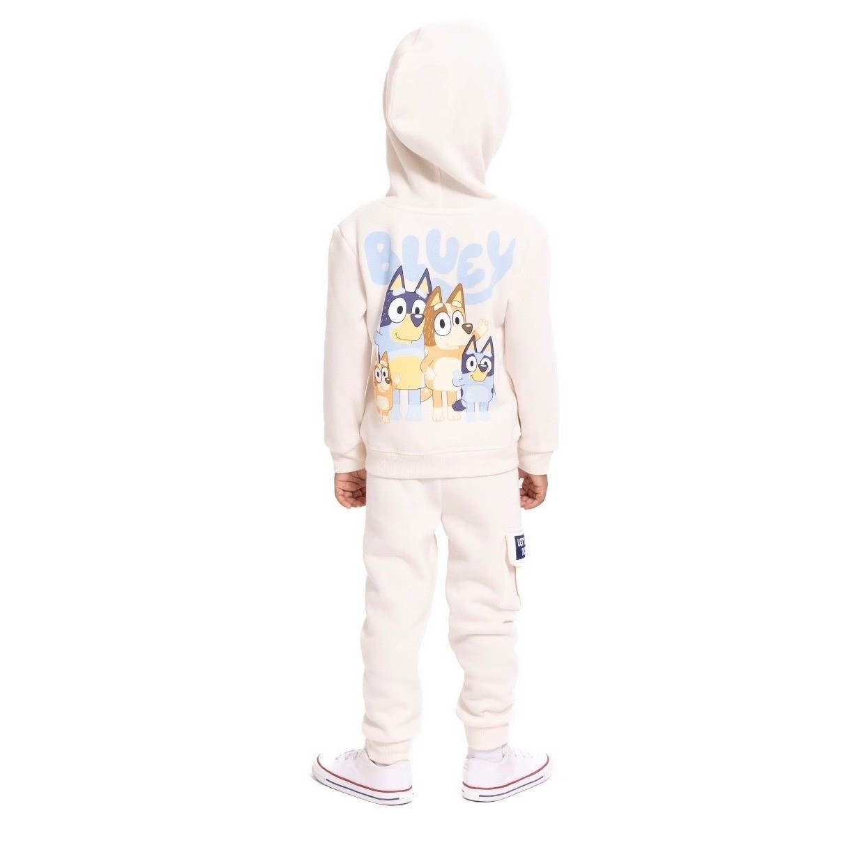 Bluey Kids Hoodie and Joggers Set Cream Bluey Family Graphic 2-Piece Outfit 3T