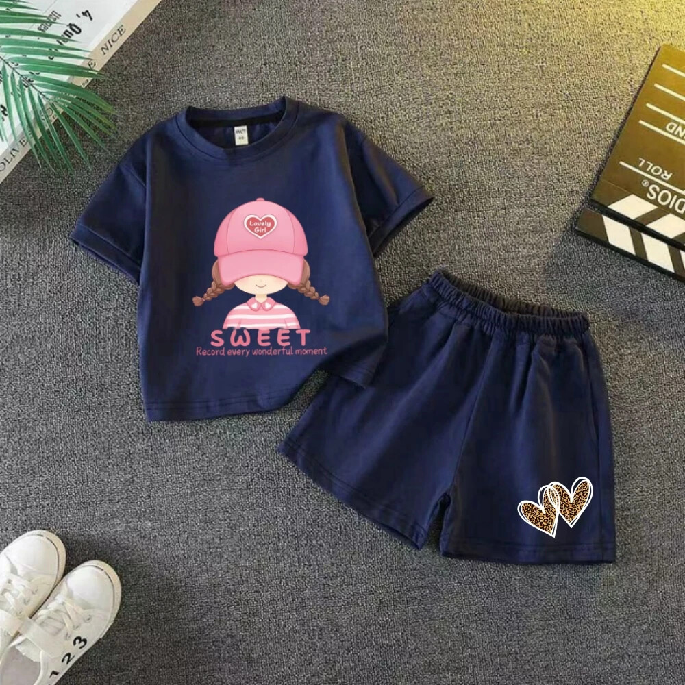 Baby Clothes Set Kid Girls Short Sleeve T-Shirts Top and Shorts Bottom 2 Pieces