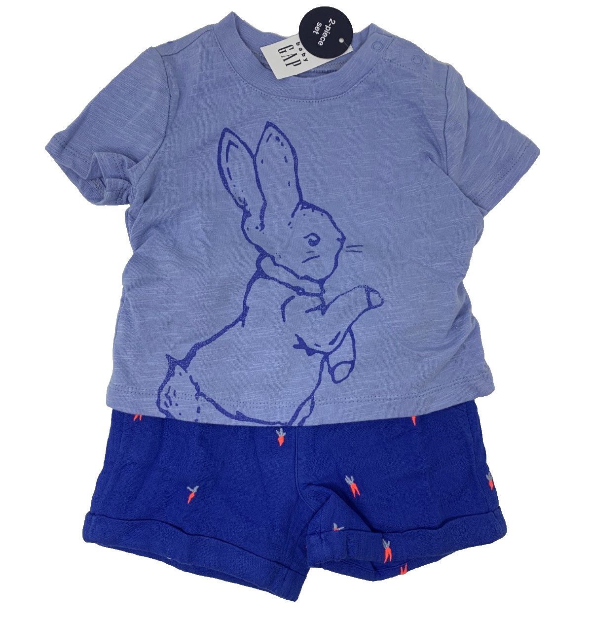 NWT Gap Baby Boy 6-12 Month Blue Easter Peter Rabbit Embroidered Shorts Set