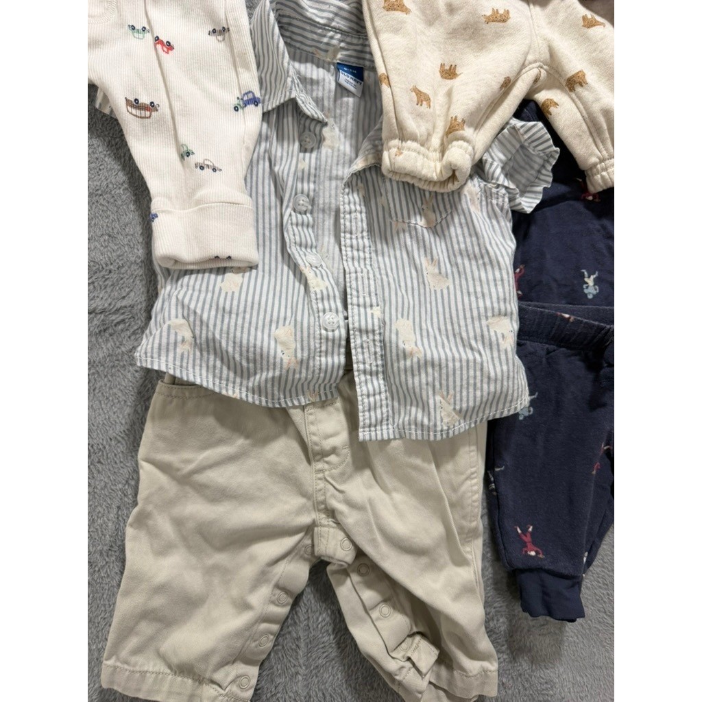 Carters Old Navy Baby Boy Clothes Bundle NB 3M Sherpa Pullover Pants Shirts 8pc