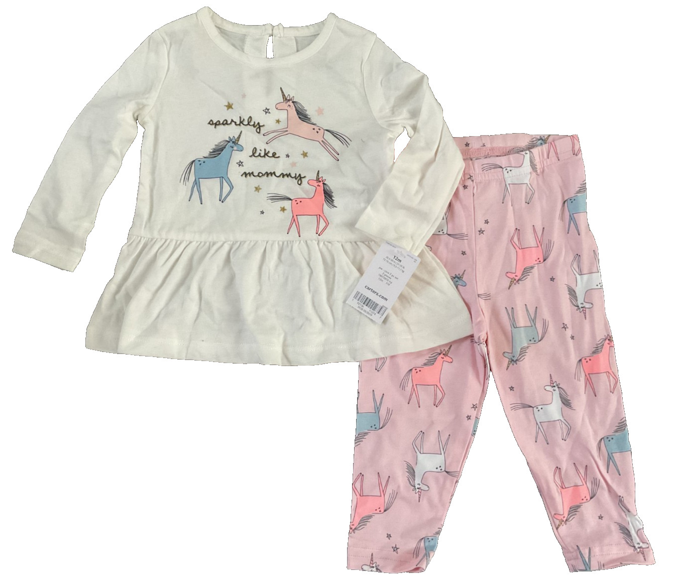 Carter’s Baby Girl’s Shirt and Leggings Set, Unicorn, 12 Months
