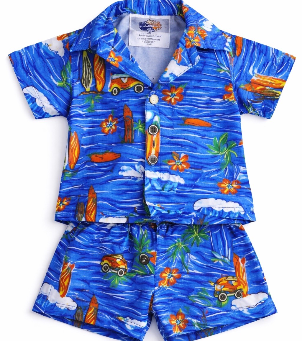 Nui Nalu Baby Hawaiian Outfit 6M NWT Made in Hawaii Surf Shirt Set Blue Luau