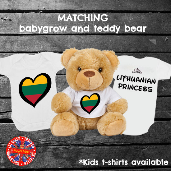 Lithuanian Princess Babygrow & Teddy Bear Matching Gift Set, Lithuania