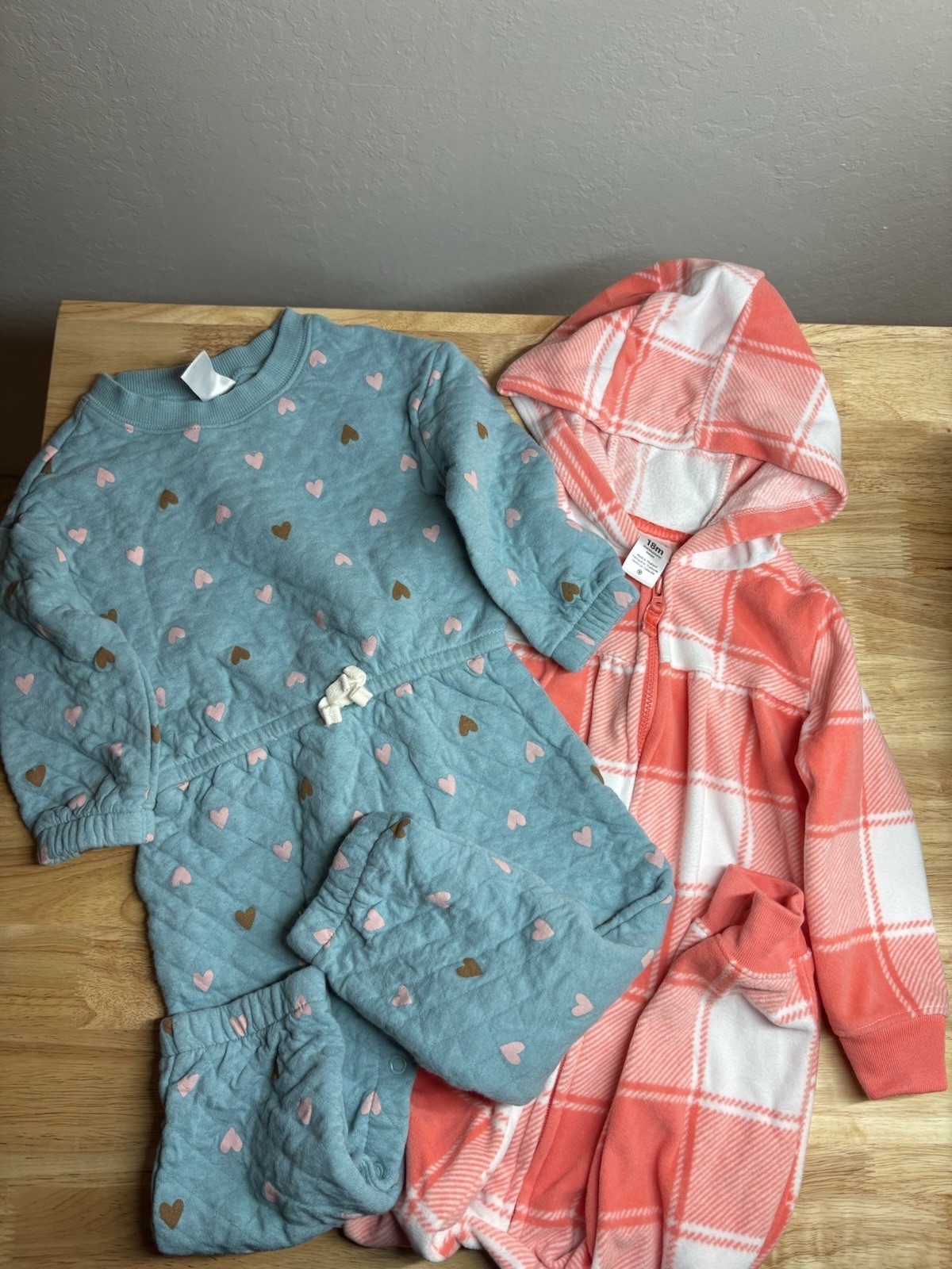 Carter’s Baby Girl Full Body Jumpsuit 18 Month. One With Zipper, One With Snaps