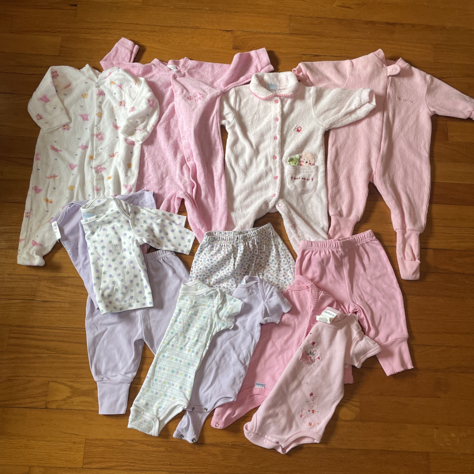 Lot Of 13 Vintage 90s Carter’s Gerber Baby Girl Layette Set 0-6M Pink Purple