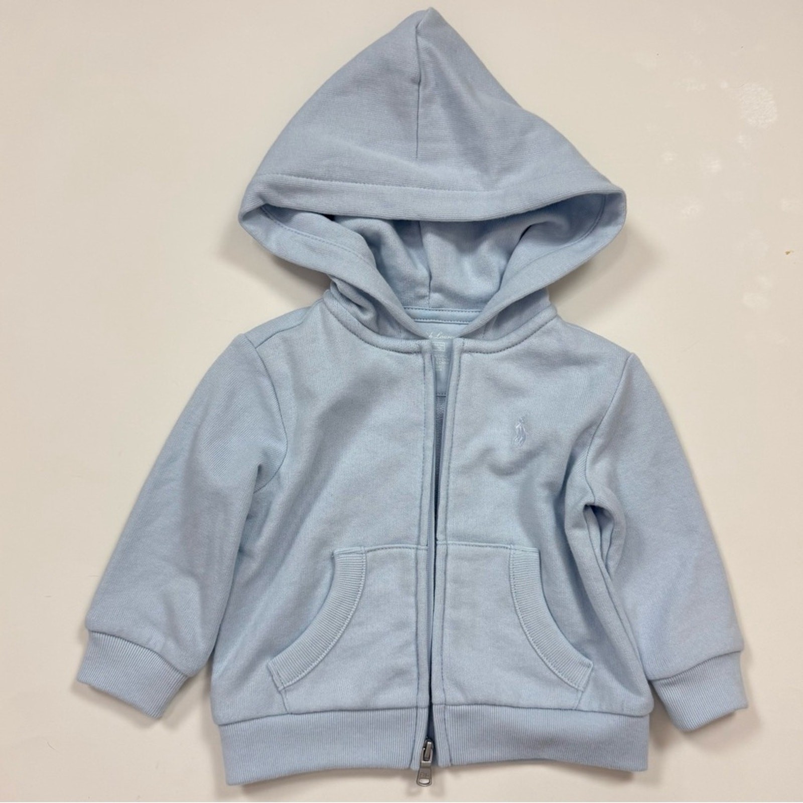 Ralph Lauren French Terry Hoodie & Pant Set Light Blue Size 6 Months