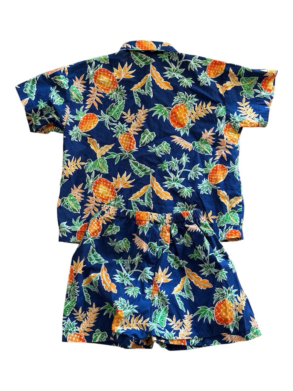 RJC Hawaiian Tropical Pineapple Print Button-Up Shirt & Shorts Set~Size 24 Month
