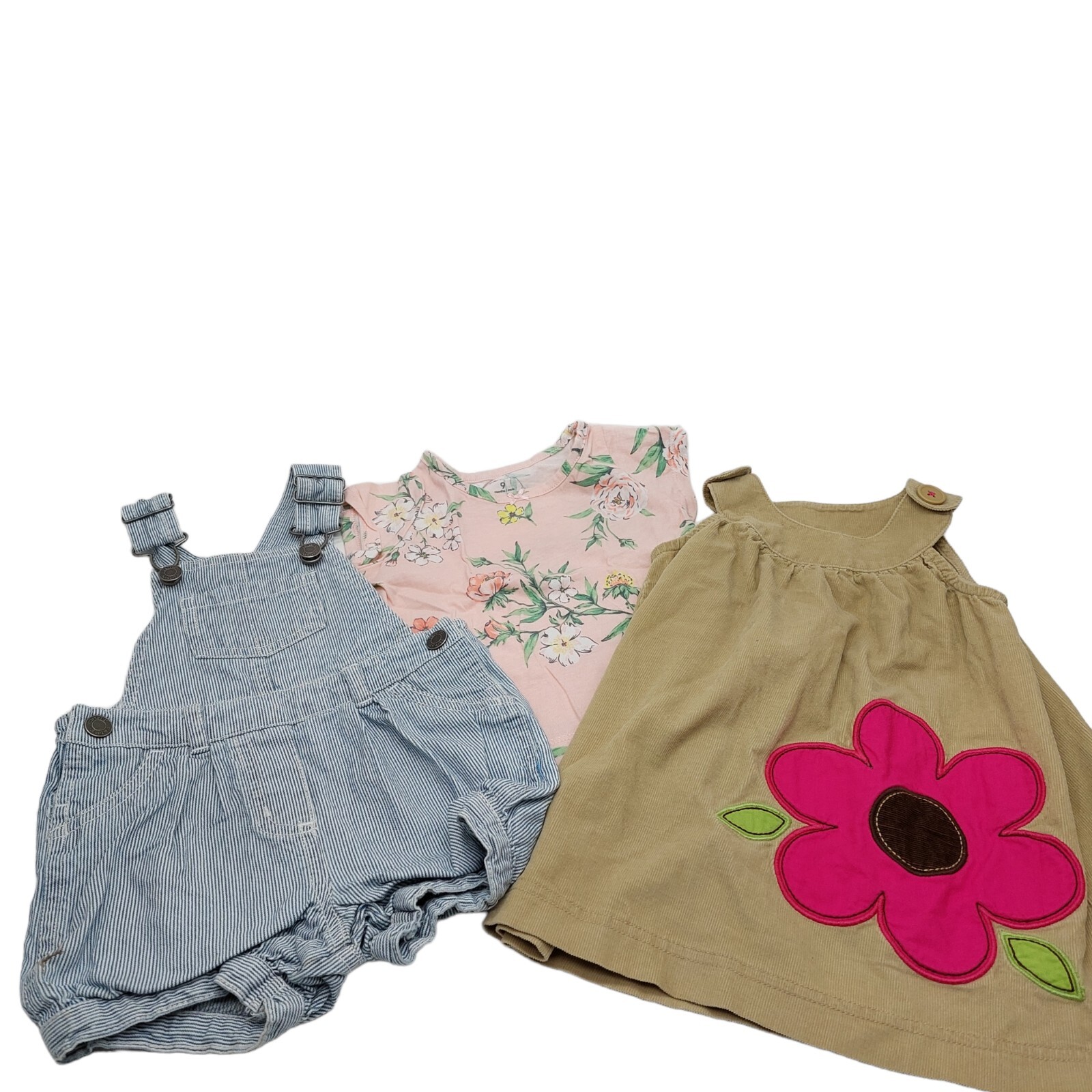 Carters Infant Baby Girls Size 9 Months Denim Overalls Romper Shirt & Dress