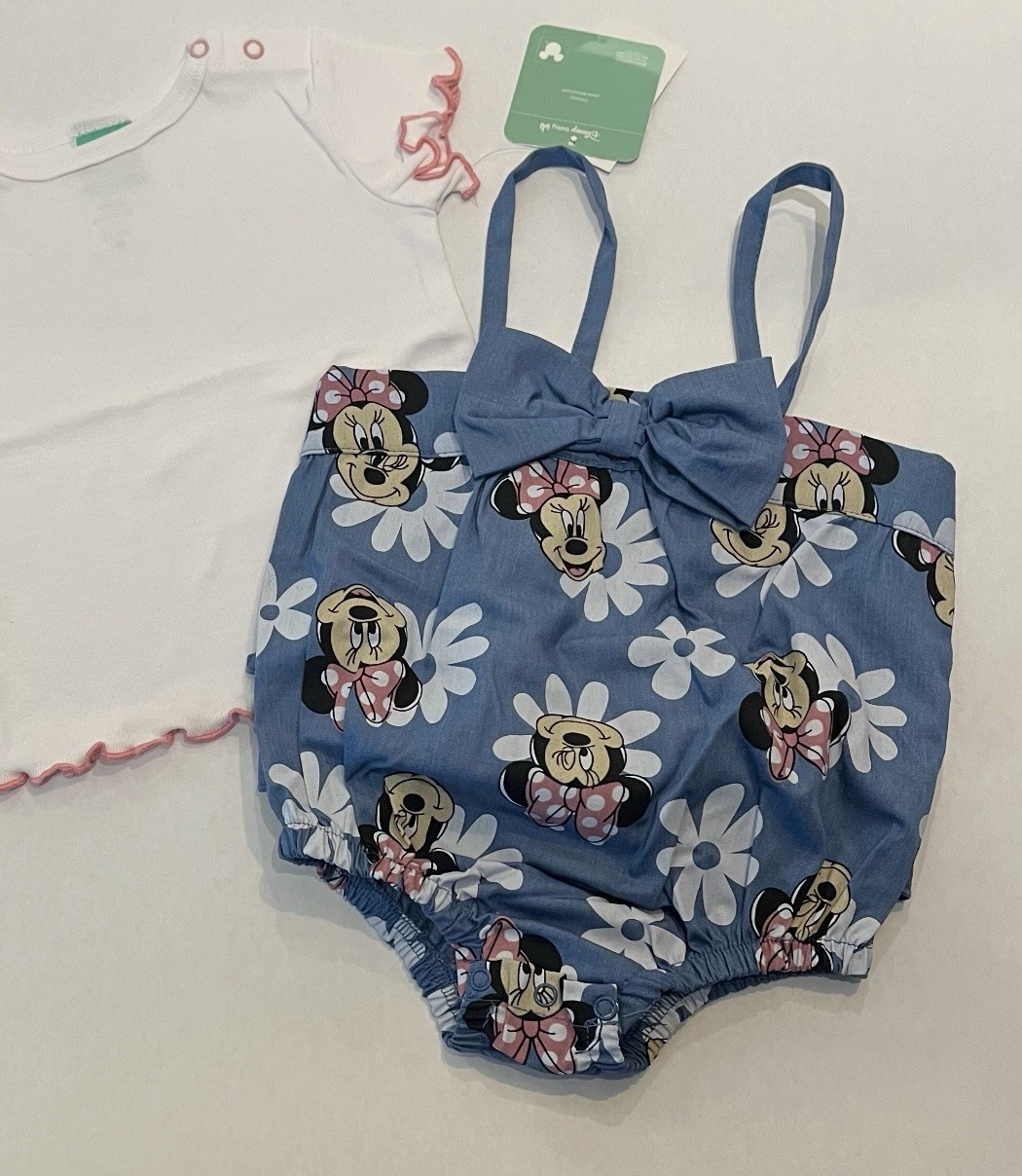 Disney Baby Girl Minnie Mouse 18 Months Shortalls Shirt 2 PC Set Cute New