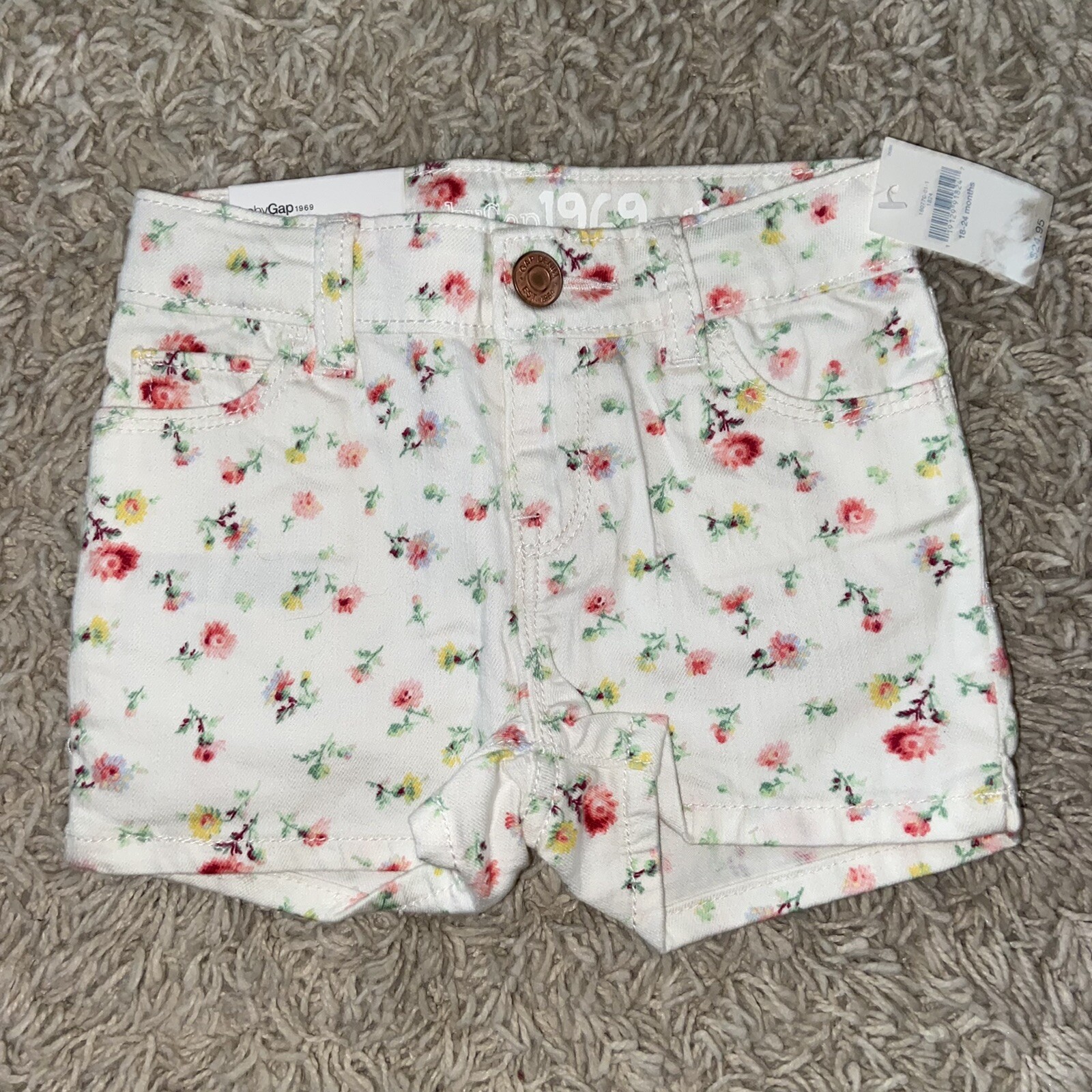 Gap Girls 18-24 Months Top Cap Sleeve Ruffles Jean Shorts Pink Flower New