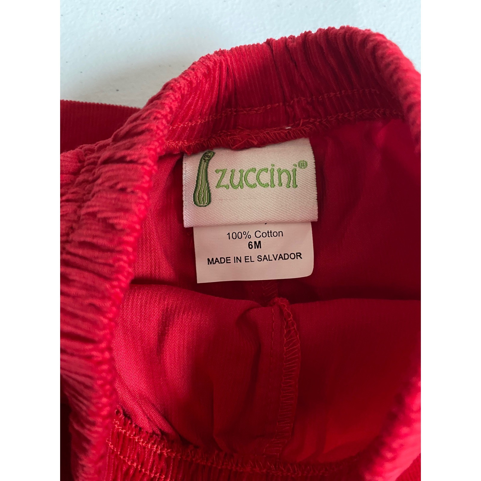 Zuccini Baby Girls White Pleated Top Red Corduroy Bloomers with Bow Set 6M NEW