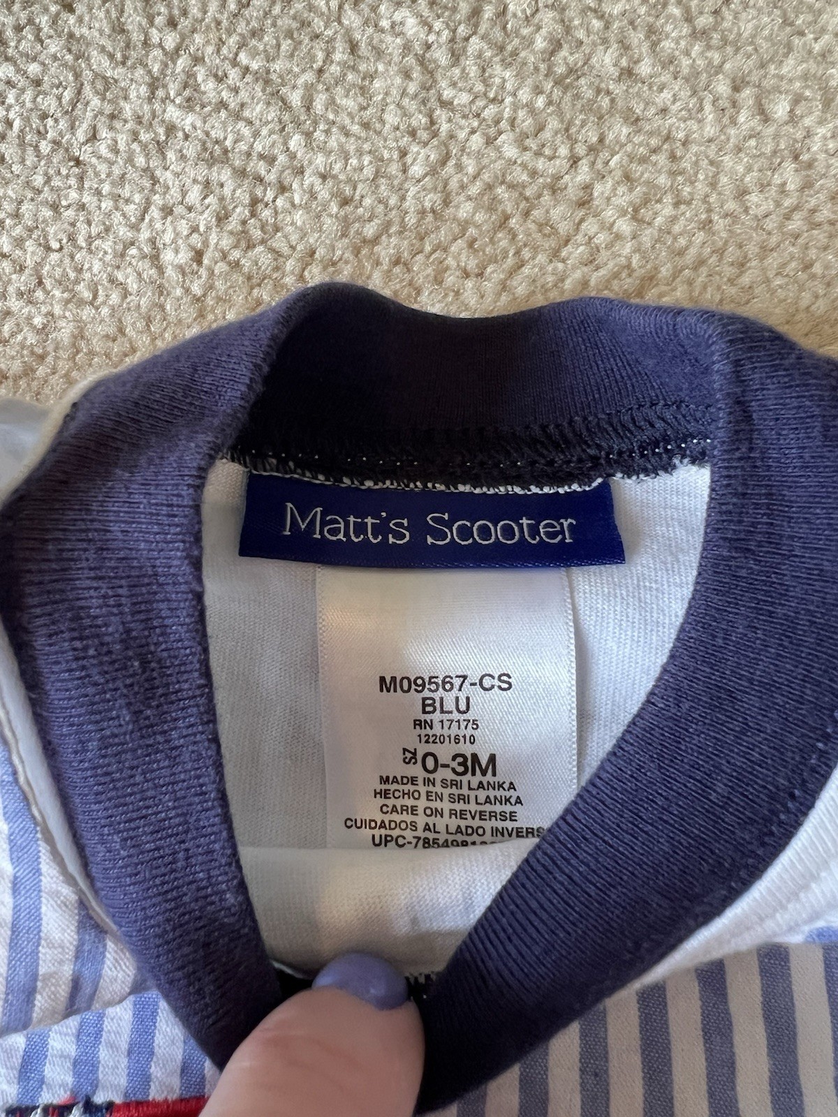 OUTFIT -Matt’s Scooter -Shorts romper & T-Shirt -Crab – Blue/Red/White- 0-3M-NWT