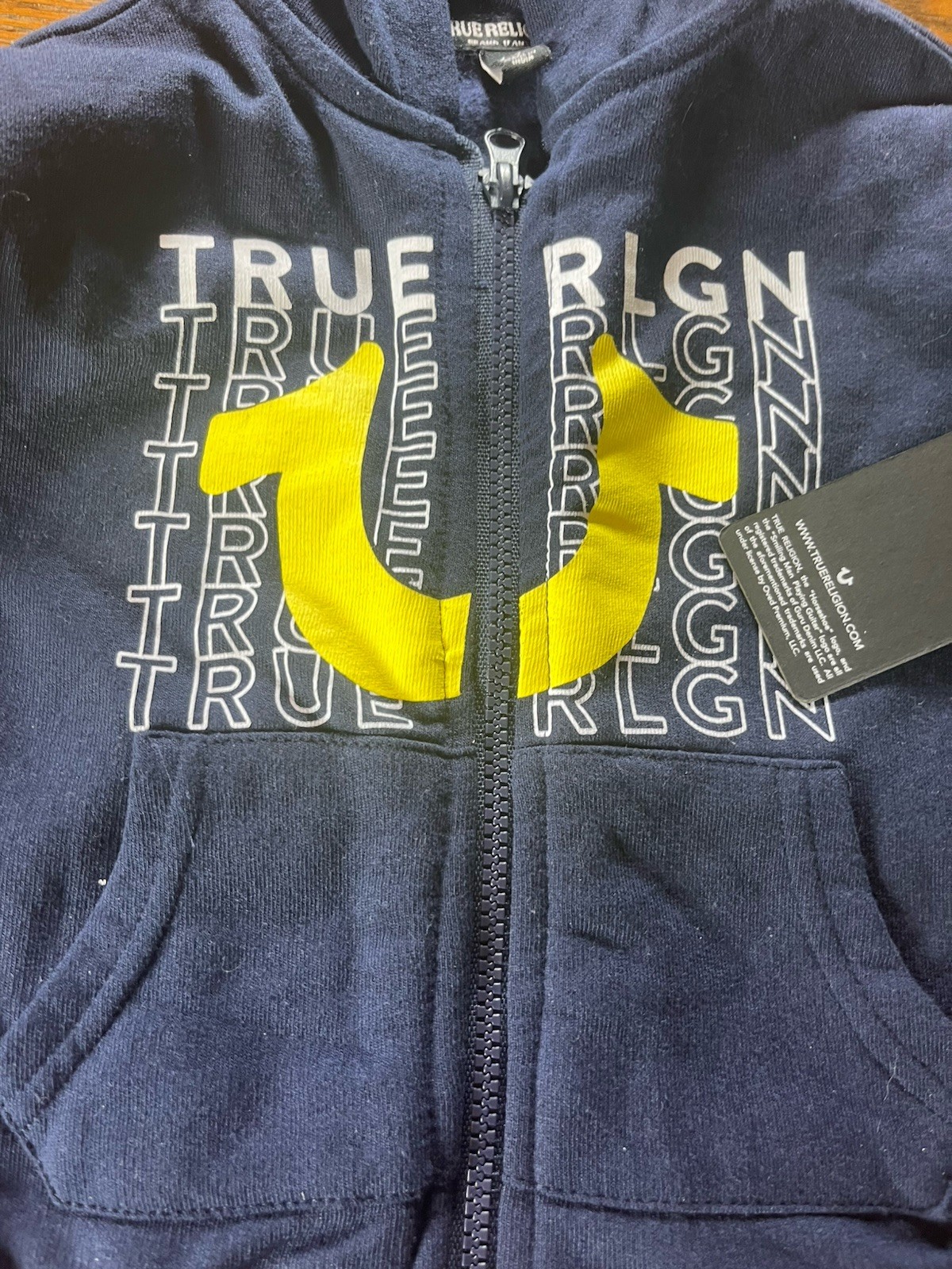 True Religion Toddler Boys 3T Crew Neck Zip Sweater & Sweat Pants Jogger Set