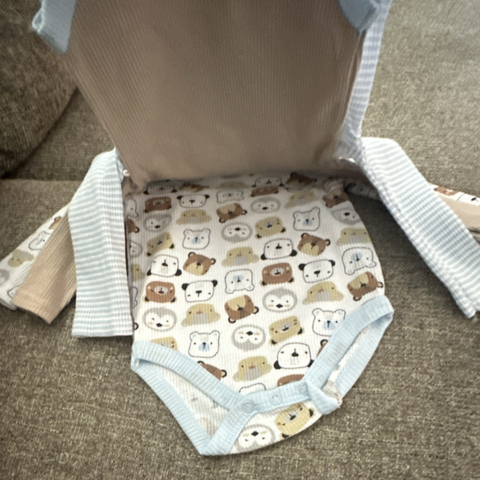 Little Beginnings 3-6 Months Bear Animal Print Bodysuit Set 3 Piece Outfit
