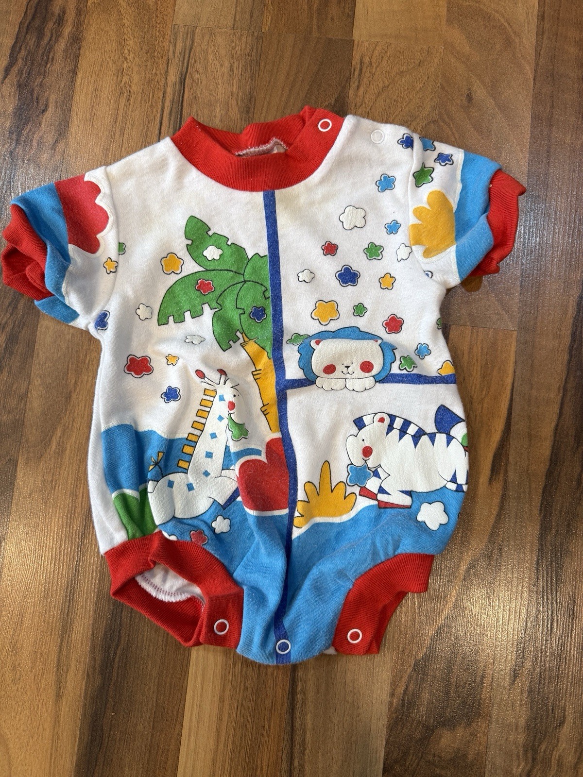 Vintage Small Steps Size 0/6 Months Romper Outfit Zoo Jungle Safari Animal
