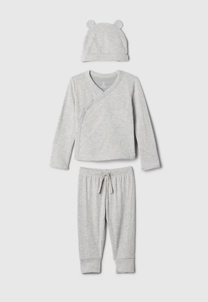 NWT 2 Baby Gap First Favorites Crossover Outfit Sets Hat Gray Blue Size 3-6 M