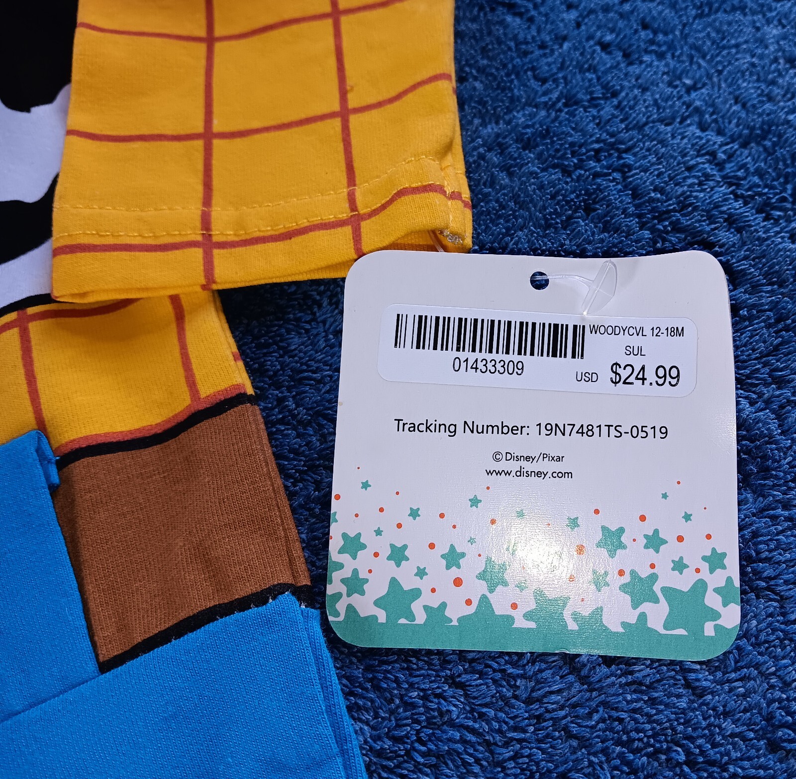 Baby Boys Disney Toy Story Sheriff Woody Costume PJ 12-18 mo NWT Hood Union Suit