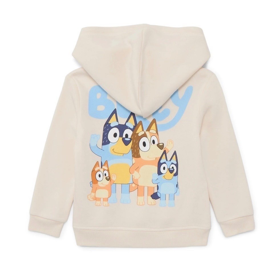 Bluey Kids Hoodie and Joggers Set Cream Bluey Family Graphic 2-Piece Outfit 3T