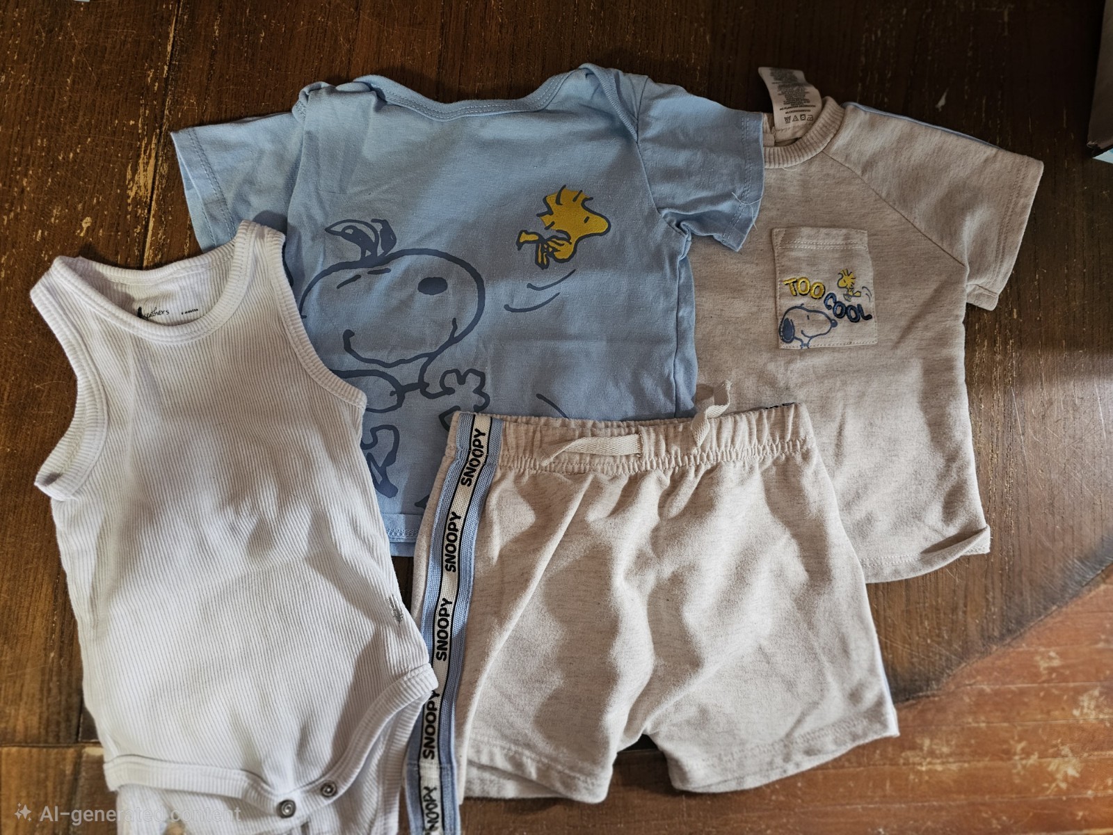 Snoopy 4-Piece Outfit/Set Shorts, T-Shirt, Bodysuit, Tank Top Cartoon