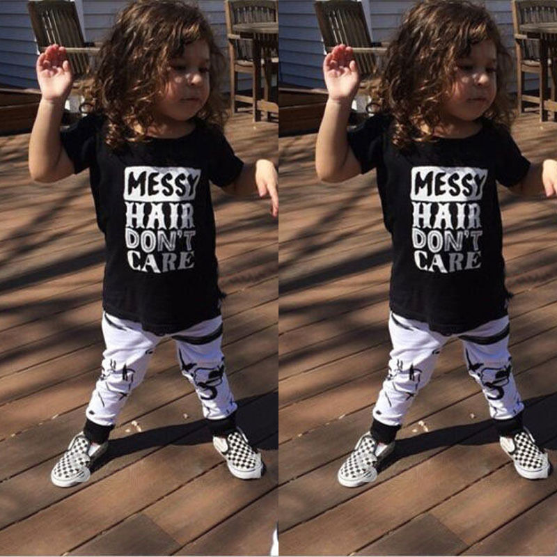 2pcs Newborn Toddler Kids Baby Boys Girls Clothes Outfits T-shirt Tops+Pants Set