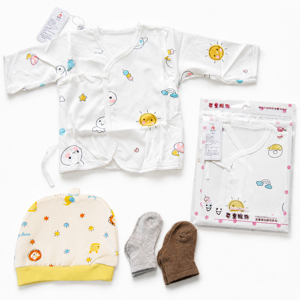 Baby 100% Cotton Kimono Wrap Shirt Long Sleeve Soft Infant Top 0-6M New