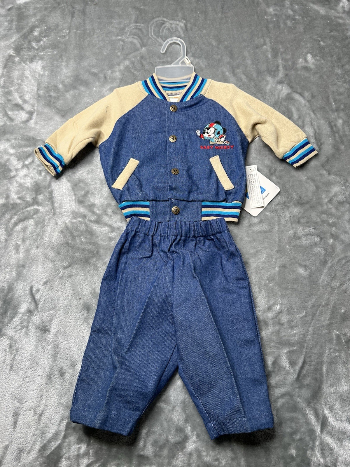 Mickey Mouse Jacket Baby 6-9 Months Varsity Letterman 2 Piece Set RARE DEADSTOCK