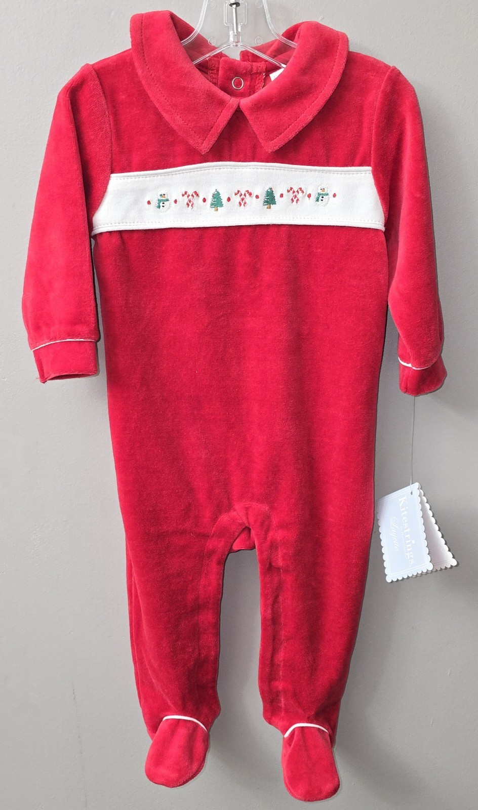 Kitestrings By Hartstrings Baby Velvet Velour Christmas Romper 3-6 Mos NWT