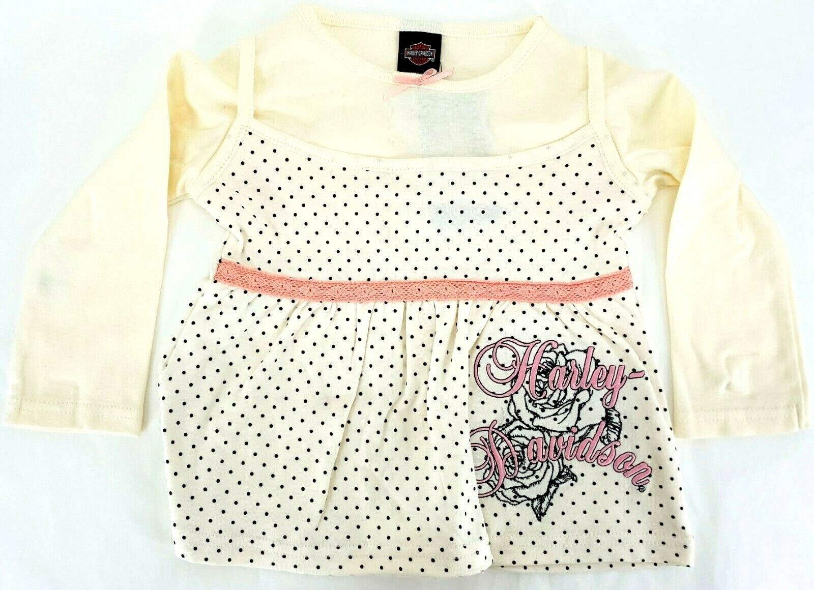 Harley Davidson® Kids Toddlers Girls Polka Dots Hearts Motorcycle 2 Piece Set