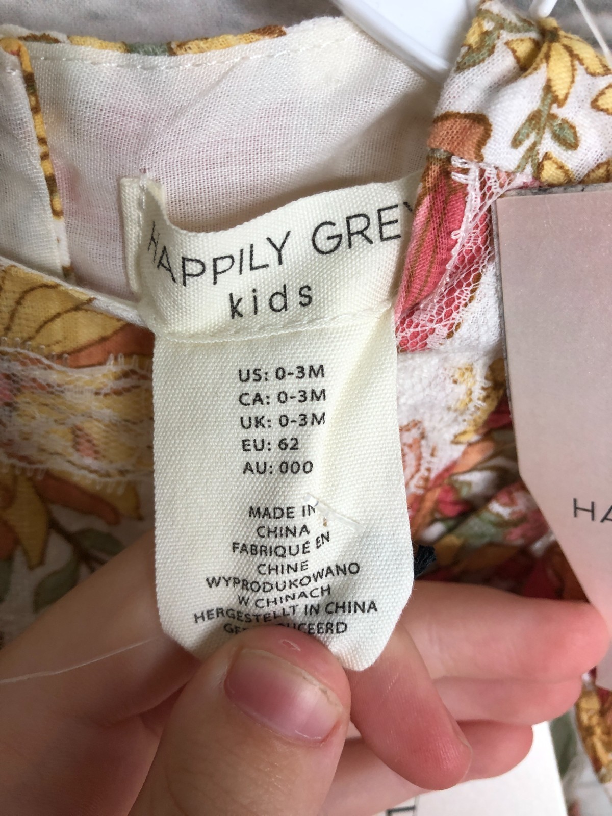 Happily Grey Kids Girls Dress Floral Lined Lace Ruffle Sz 0-3 Months headband