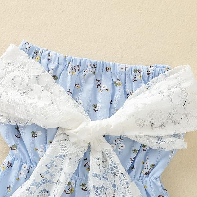 Newborn Infant Girl Floral Off Shoulder Romper Lace Jumpsuit Headband Outfit Set