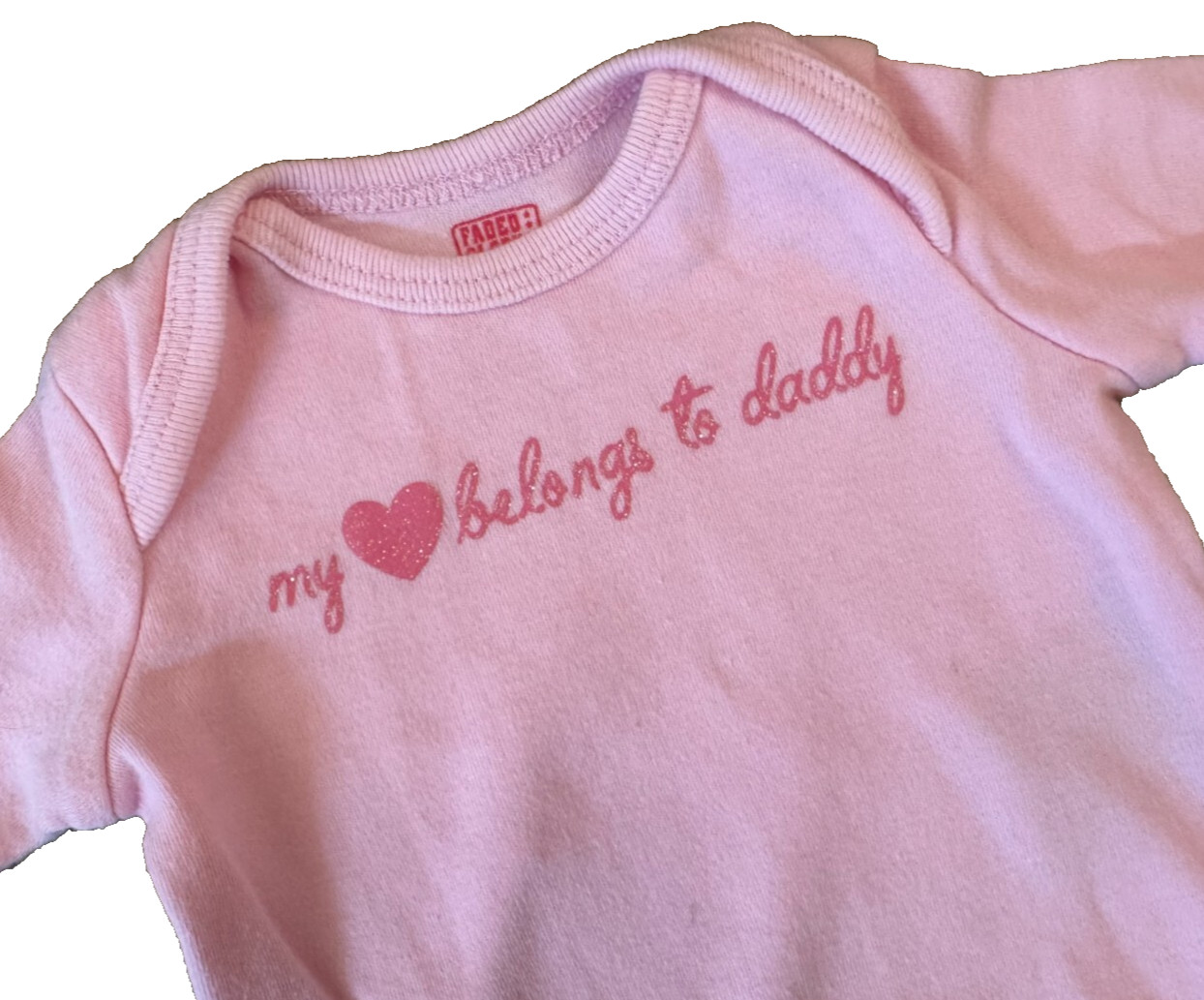 VTG Faded Glory Girl Preemie Bodysuit Outfit Tee Shirt My Heart Belongs To Daddy