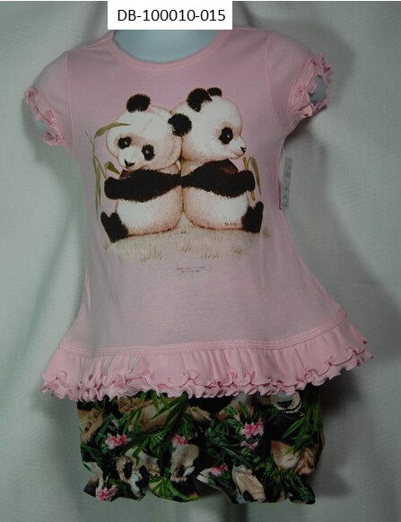 Cab Creations infant girls Pink Dress Panda cap sleeve with panda print Bloomer