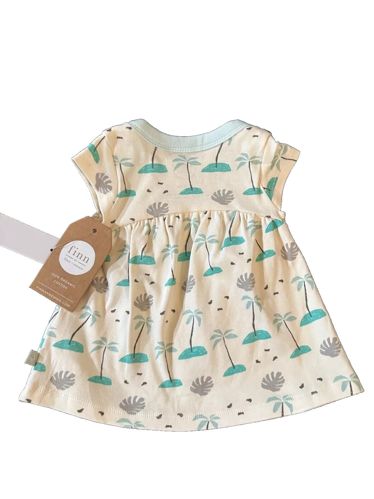Finn by Finn + Emma 2pc Outfit Set Girl Palm Trees Leaves Aqua Baby Blue 3-6m