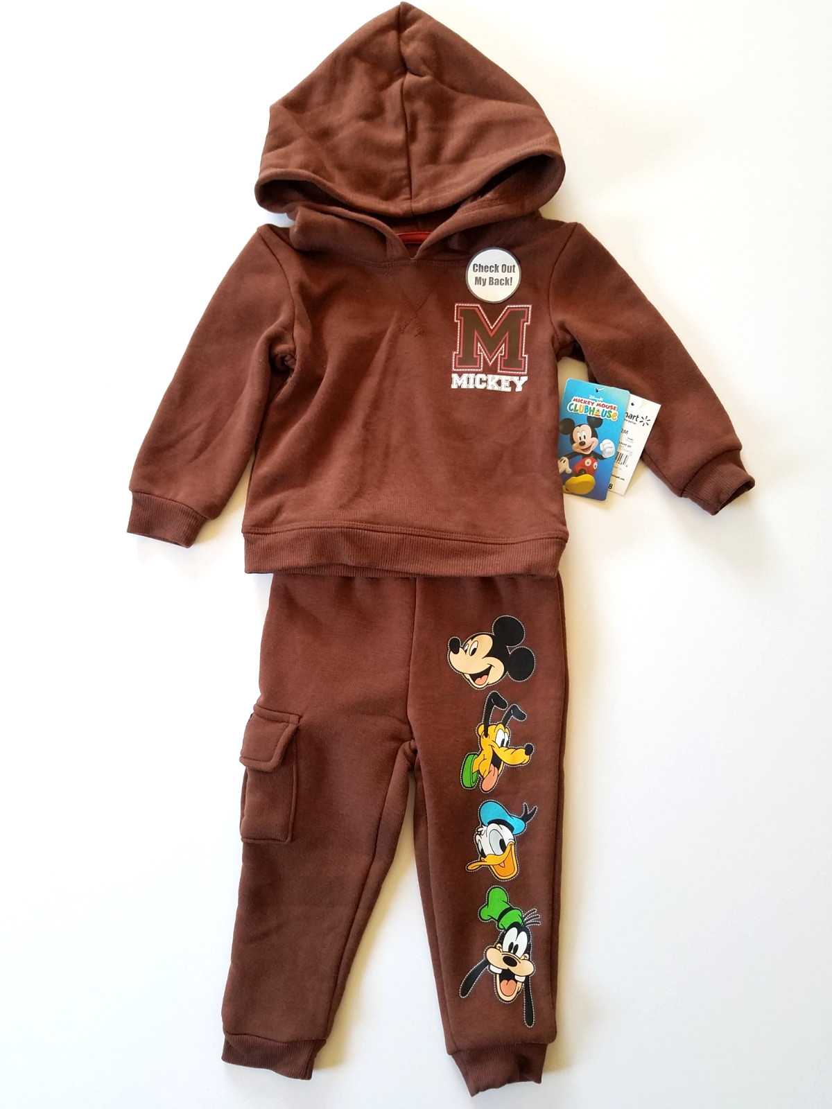 NWT Disney Mickey Sweatshirt Outfit Pants Toddler Set Boy 12 Months Brown Shirt