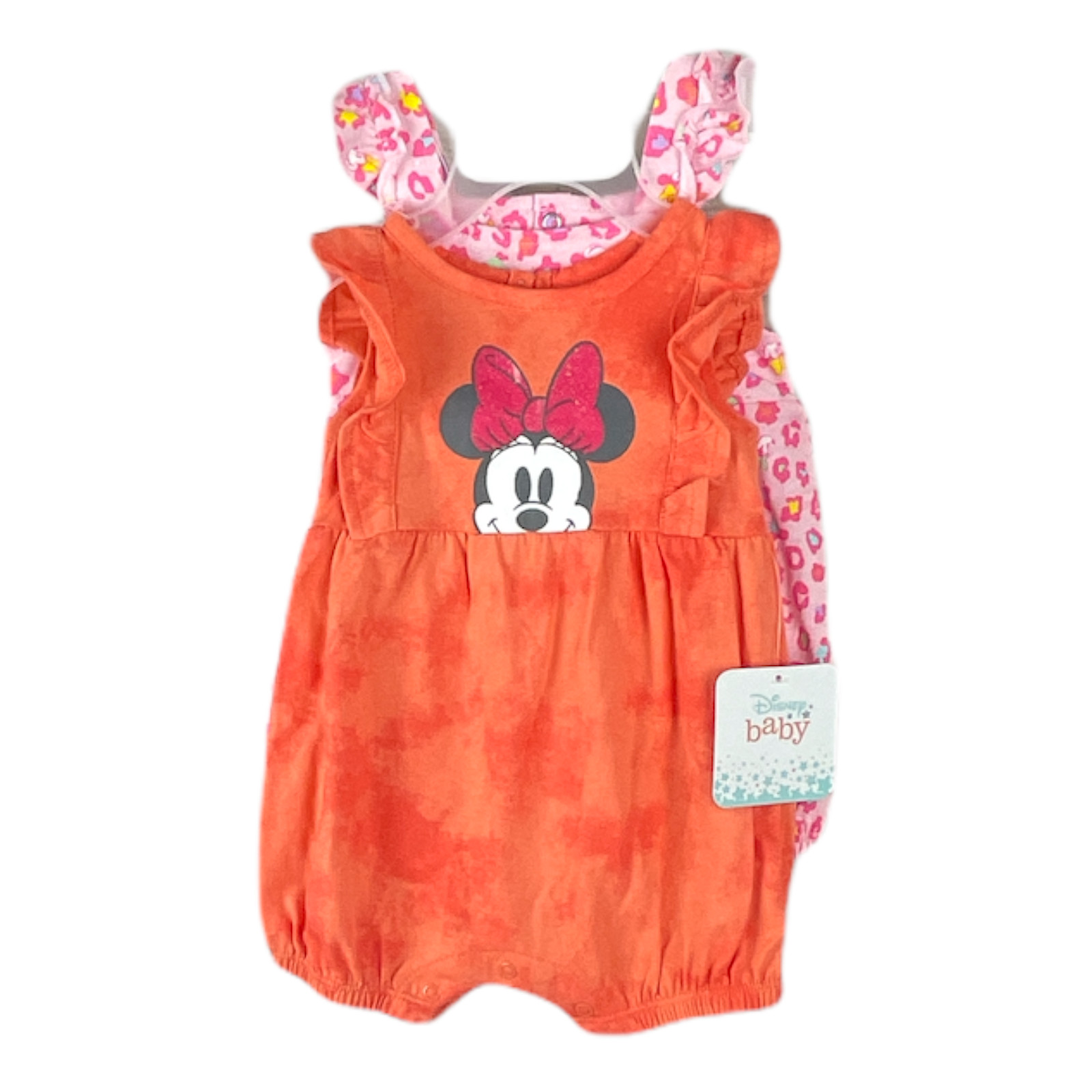 Disney Baby – Girls Minnie Mouse 2 Pack Romper Set – 0-3M,3-6M,6-9M,12M,18M,24M