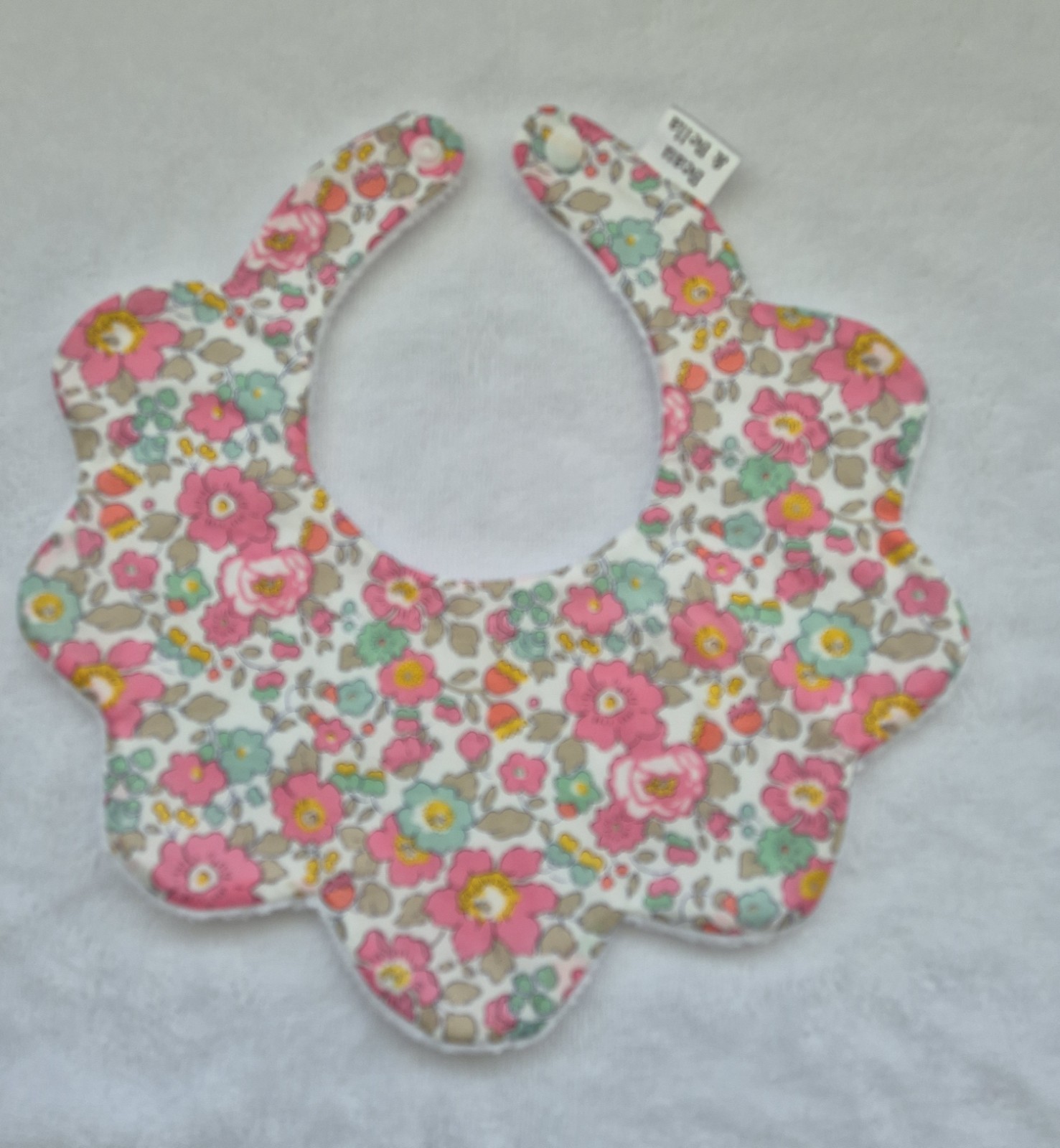 Baby Liberty Betsy Fabric Pink Scallop Bib 0-24 Months