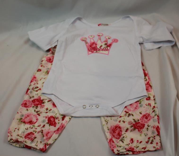 NIP Baby Girls 3Pc Set 2T Long Sleeve One Piece Top Floral Pants and Headband Pr