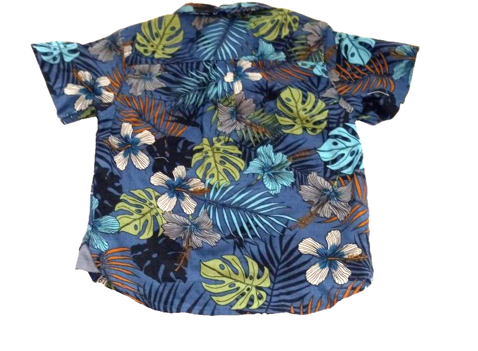 Boy’s NEW 12 Month Shirt Blue Tropical Hawaiian Print Short Sleeve Button Up