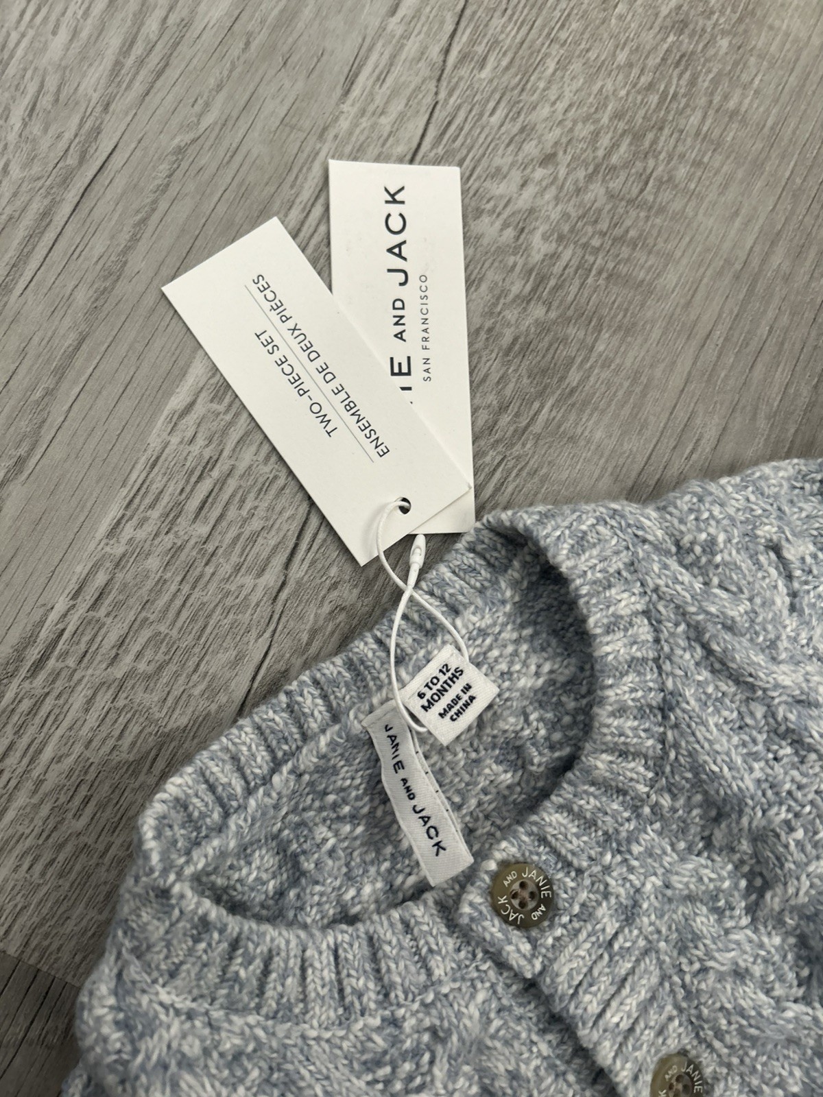 Janie And Jack 6-12 Months Baby Boy Cable Knit Sweater Pants Set Blue NWT