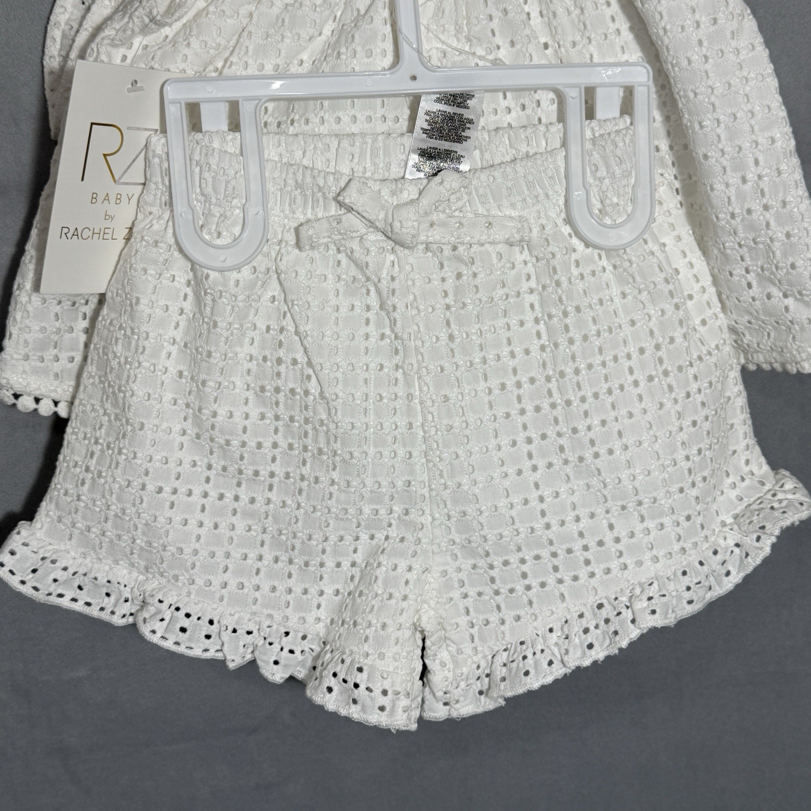 Rachel Zoe RZ Baby Girl 4-Pc Outfit 18M White Eyelet Cotton Hat Sunglasses NWT