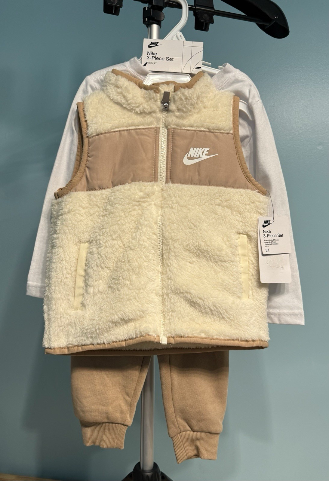 NIKE 3pc Sportsman Club Fleece Vest /pants /ls T -shirt $85 2T